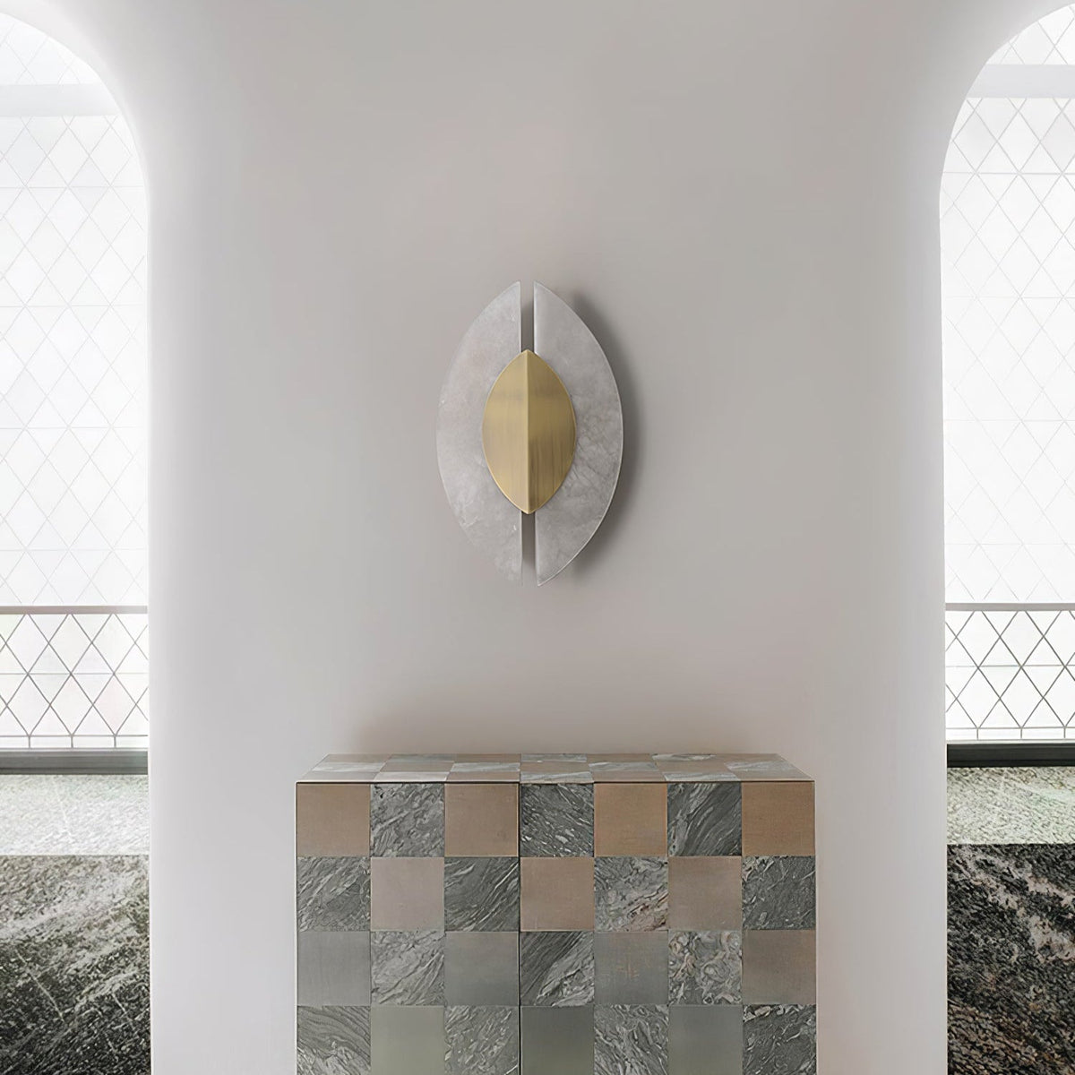 Solari Alabaster Leaf Wall Light, Hardwired Wall Sconce, detail 5