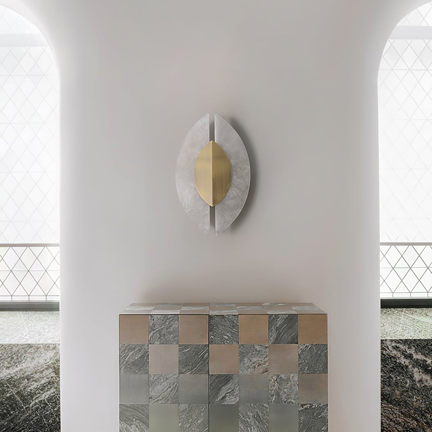 Solari Alabaster Leaf Wall Light, Hardwired Wall Sconce, detail 5