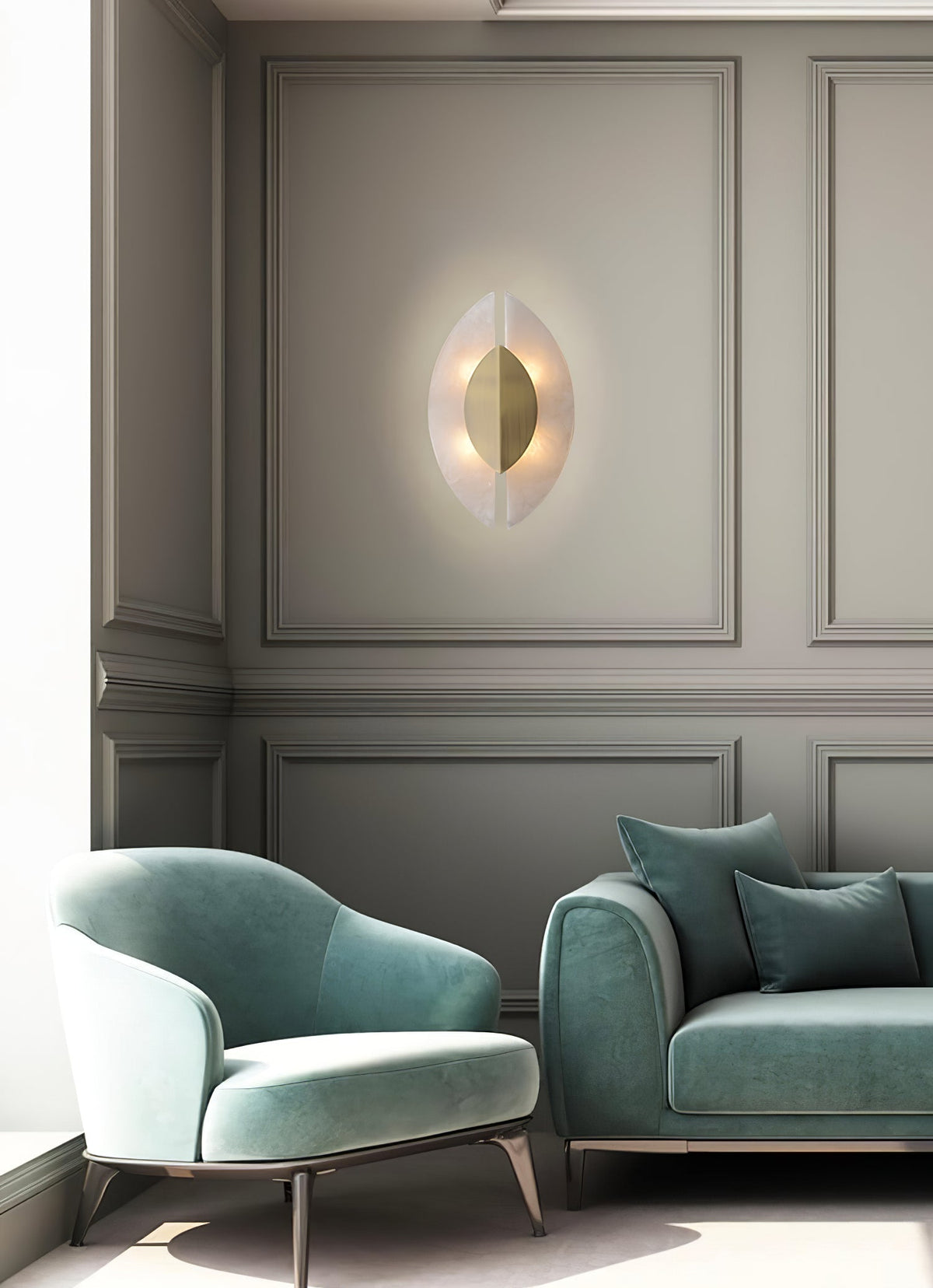 Solari Alabaster Leaf Wall Light, Hardwired Wall Sconce, detail 7