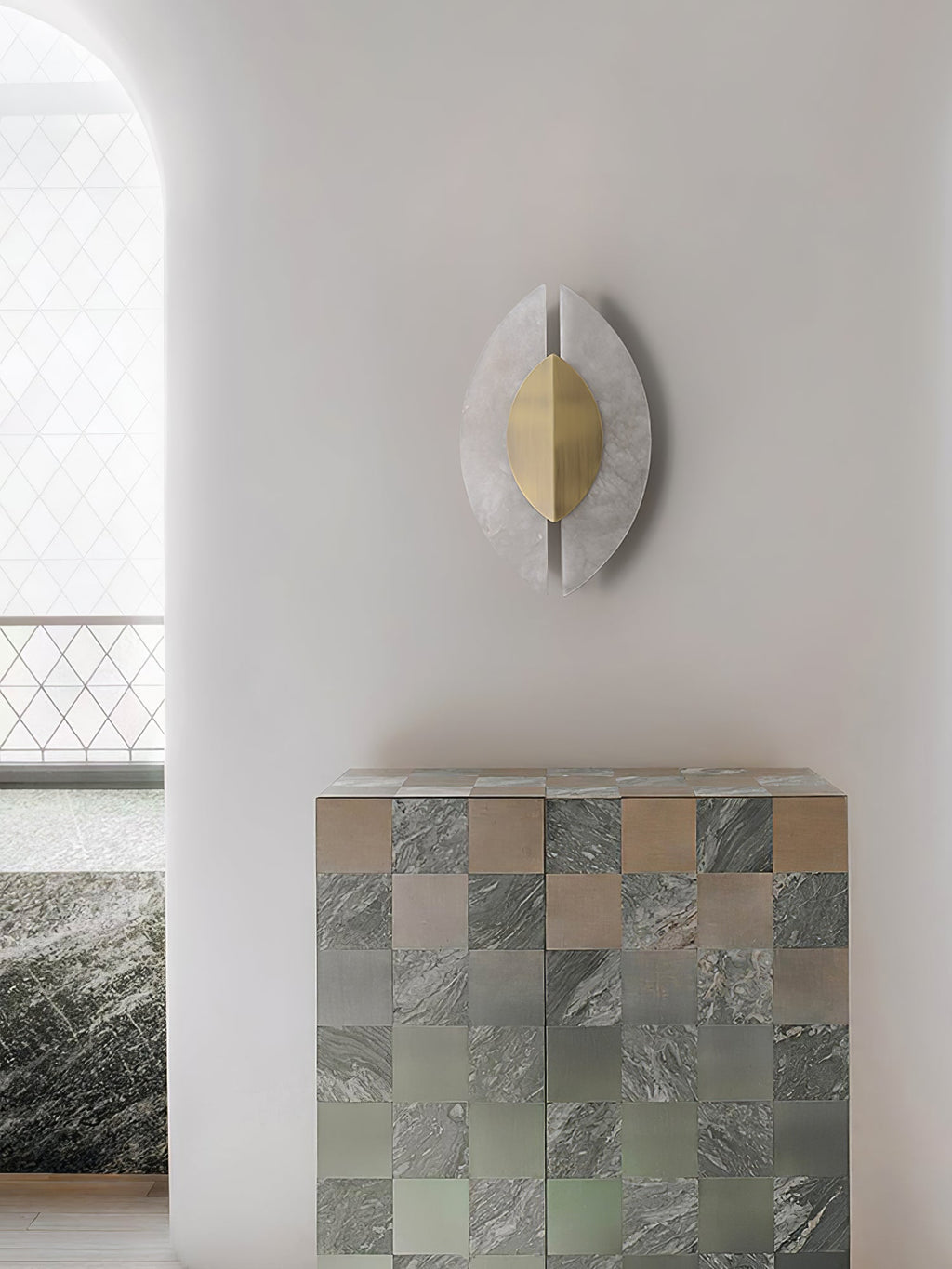 Solari Alabaster Leaf Wall Light, Hardwired Wall Sconce, detail 8