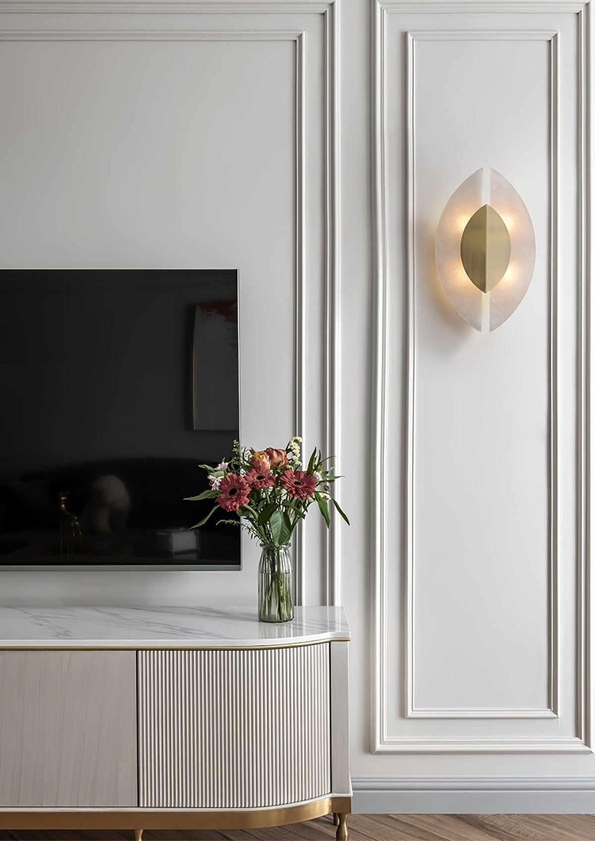 Solari Alabaster Leaf Wall Light, Hardwired Wall Sconce, detail 9