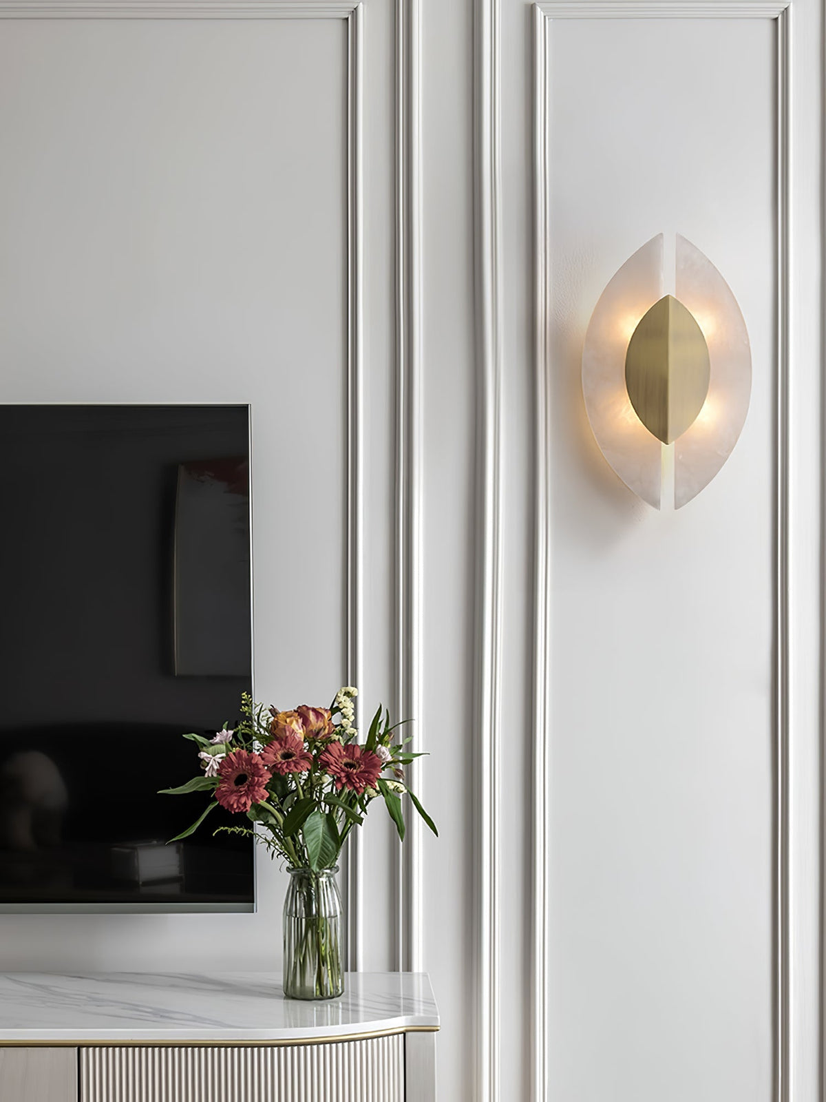 Solari Alabaster Leaf Wall Light, Hardwired Wall Sconce, detail 10