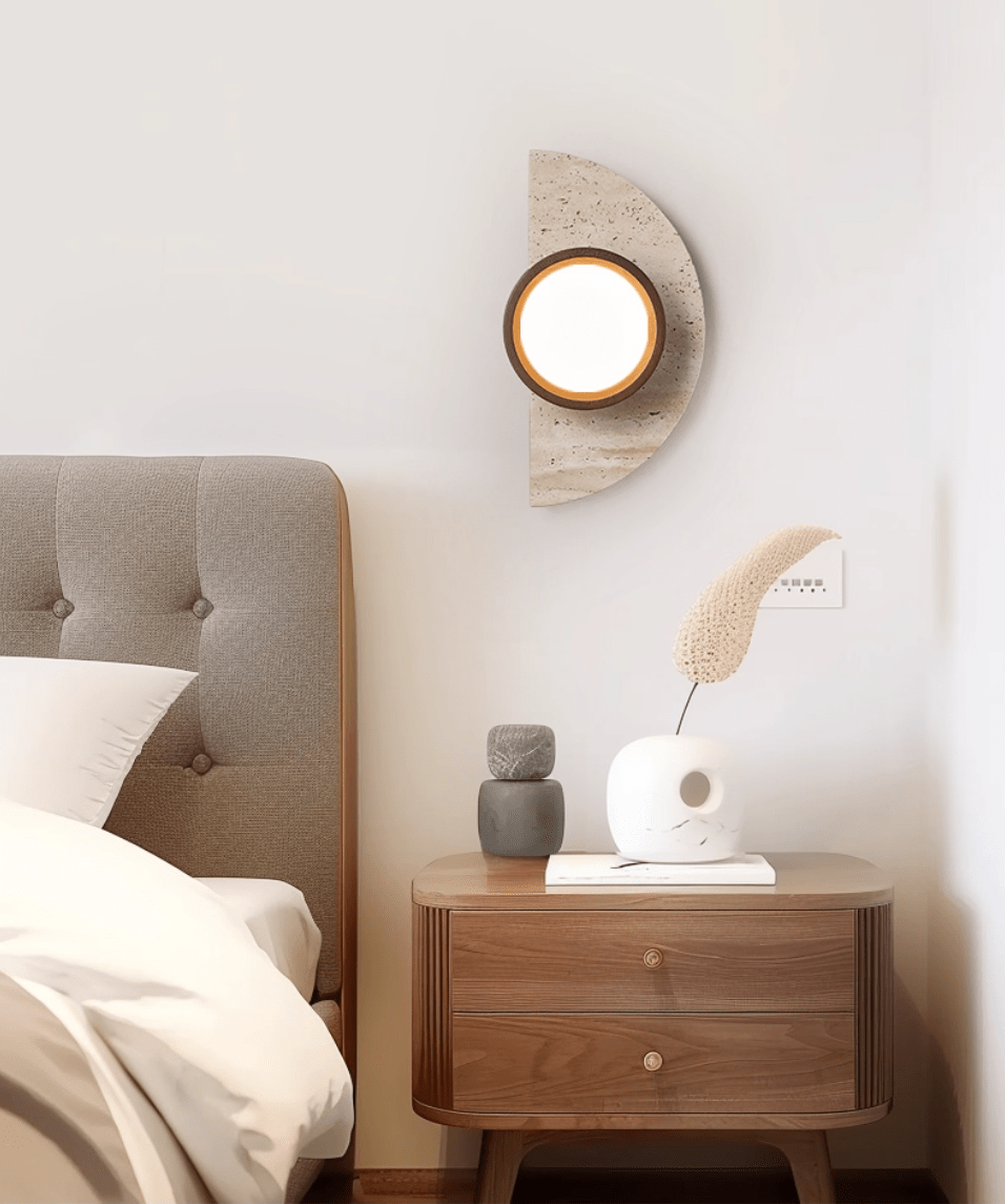 Soleners Travertine Wall Light, Hardwired Wall Sconce, detail 4