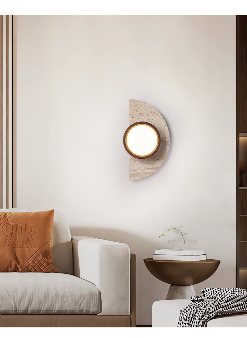 Soleners Travertine Wall Light, Hardwired Wall Sconce, detail 5