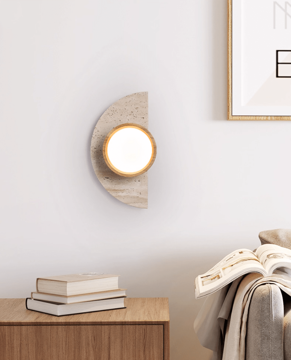 Soleners Travertine Wall Light, Hardwired Wall Sconce, detail 3