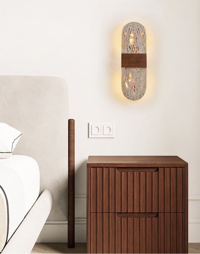 Solis Travertine Wall Light, Hardwired Wall Sconce, detail 3
