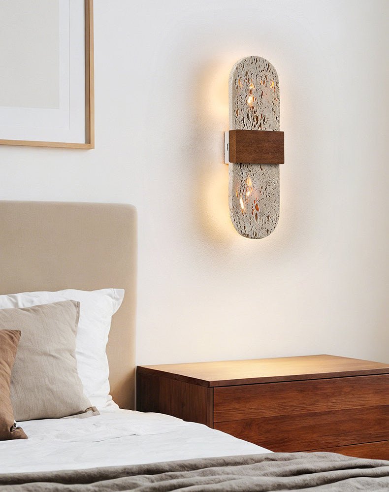 Solis Travertine Wall Light, Hardwired Wall Sconce, detail 4