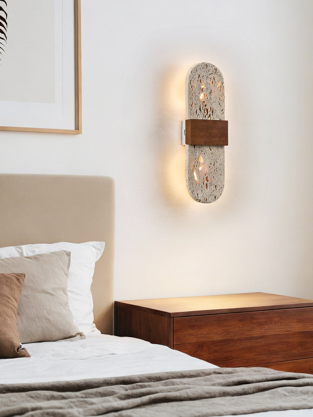 Solis Travertine Wall Light, Hardwired Wall Sconce, detail 11