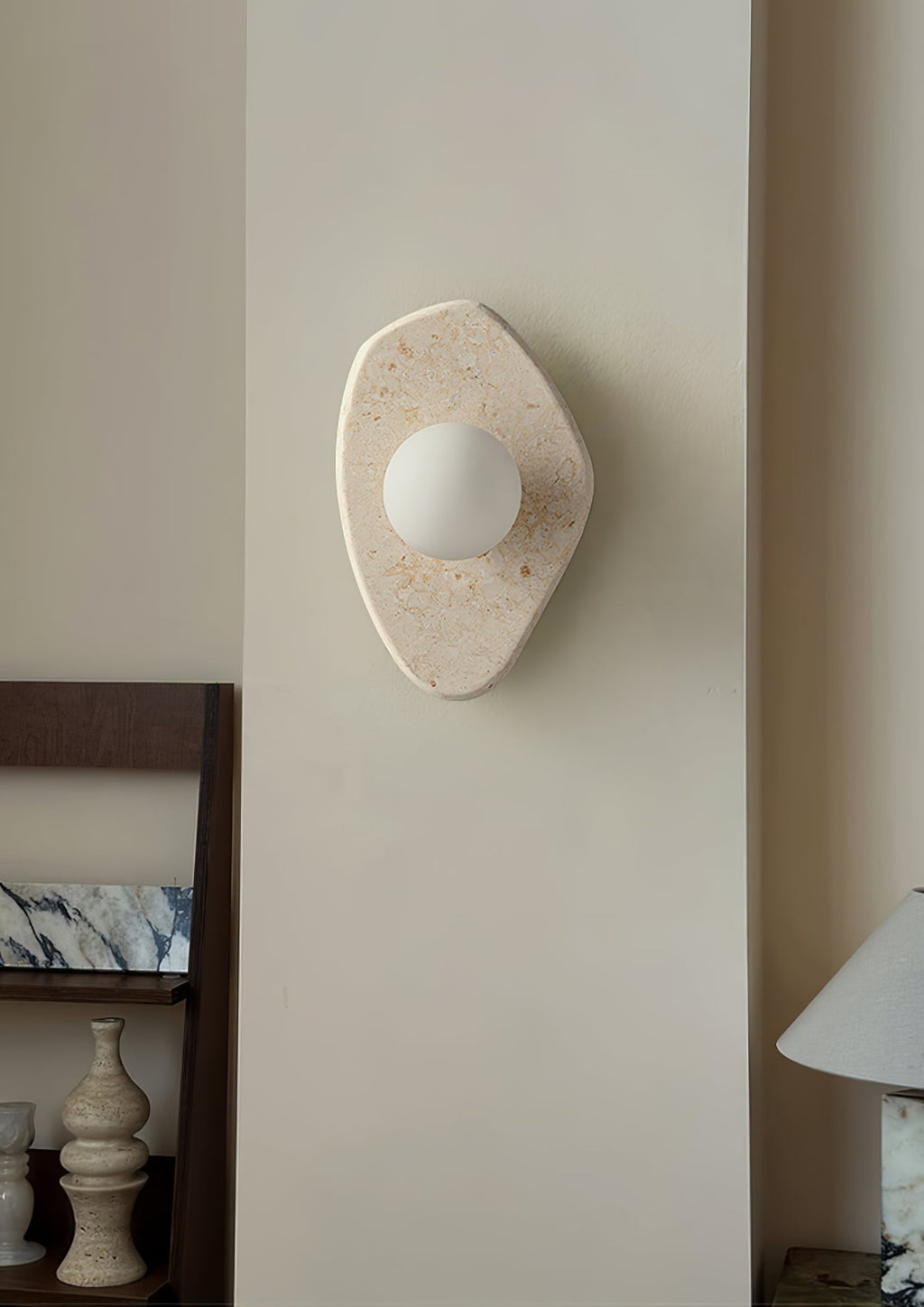Soluna Stone Wall Light, Hardwired Wall Sconce, detail 5