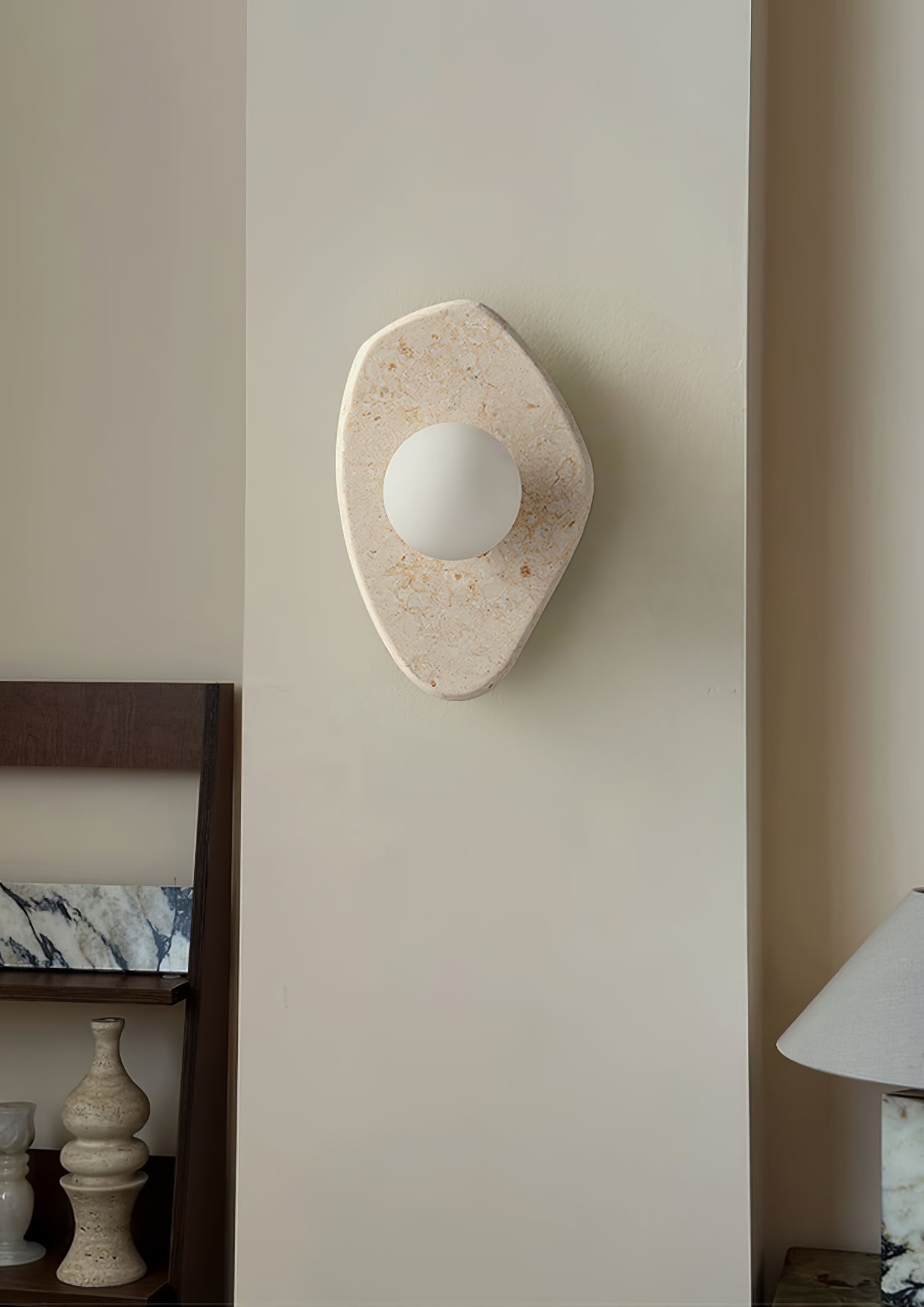 Soluna Stone Wall Light, Hardwired Wall Sconce, detail 5