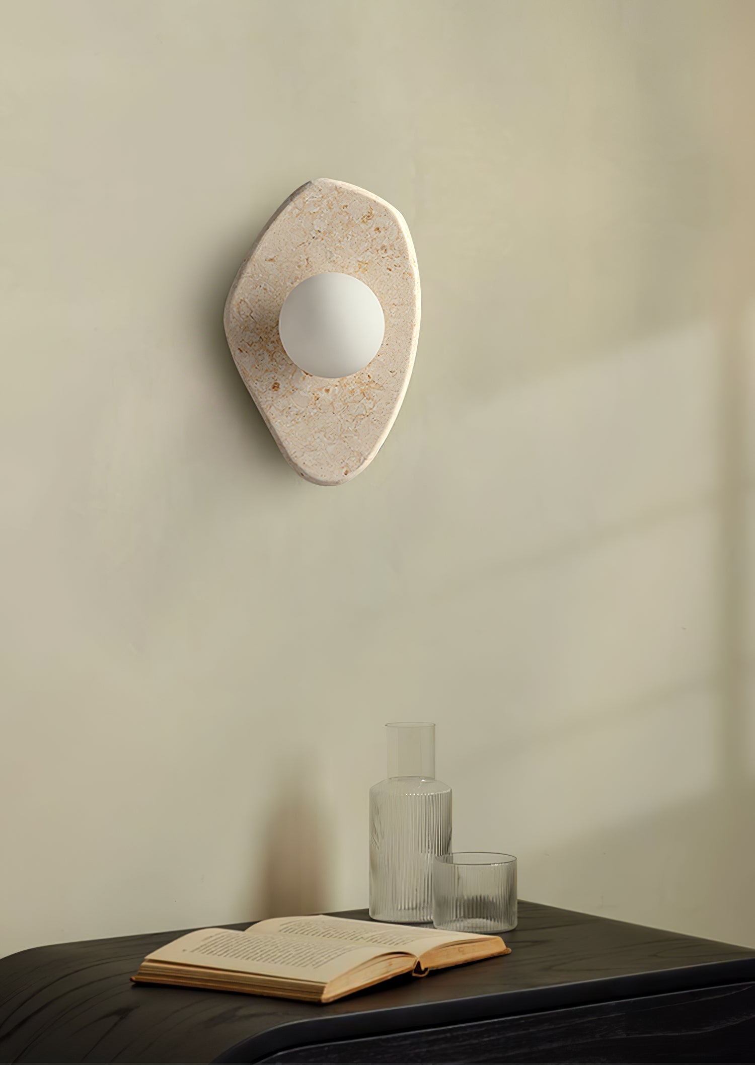 Soluna Stone Wall Light, Hardwired Wall Sconce, detail 6