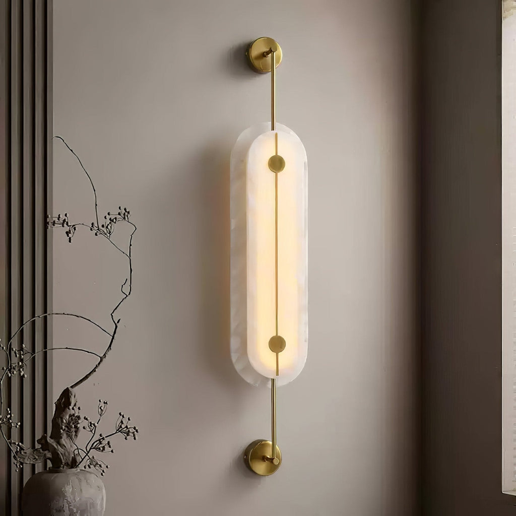 Solvane Alabaster Wall Light - Dia 18cm x H 80cm Metal, Hardwired Wall Sconce, detail 7