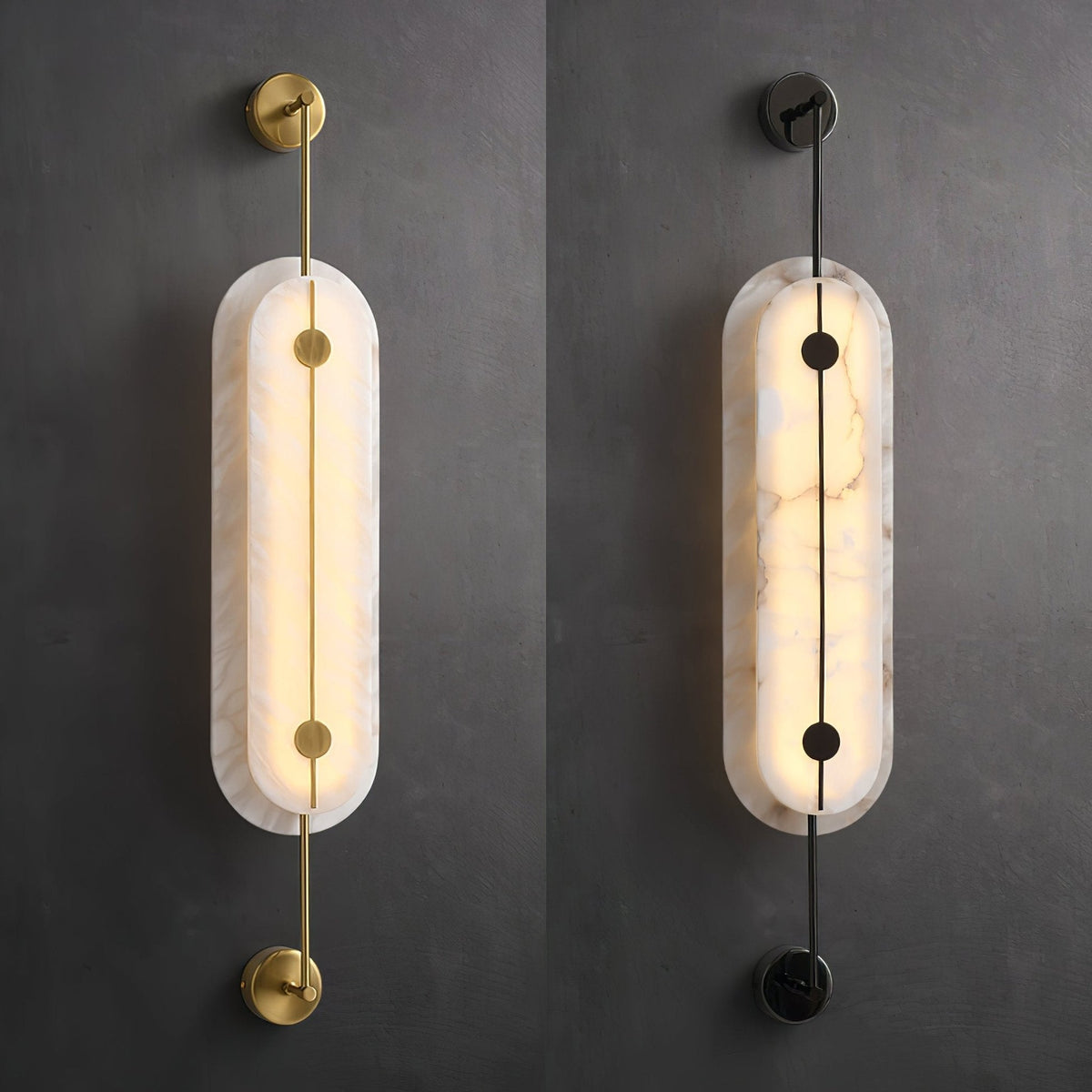 Solvane Alabaster Wall Light - Dia 18cm x H 80cm Metal, Hardwired Wall Sconce, detail 5