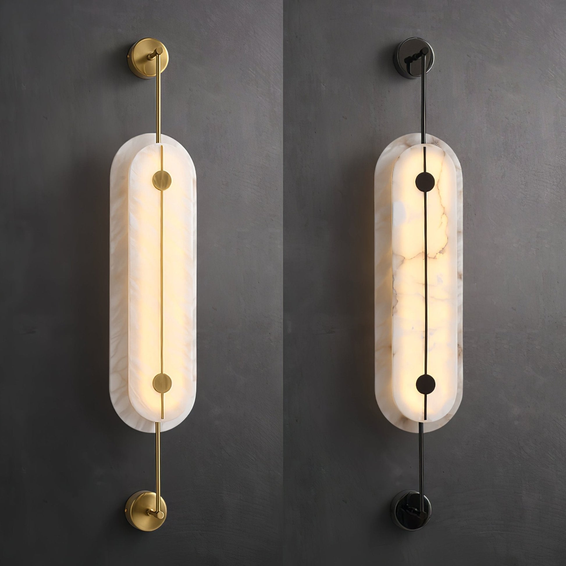 Solvane Alabaster Wall Light - Dia 18cm x H 80cm Metal, Hardwired Wall Sconce, detail 5