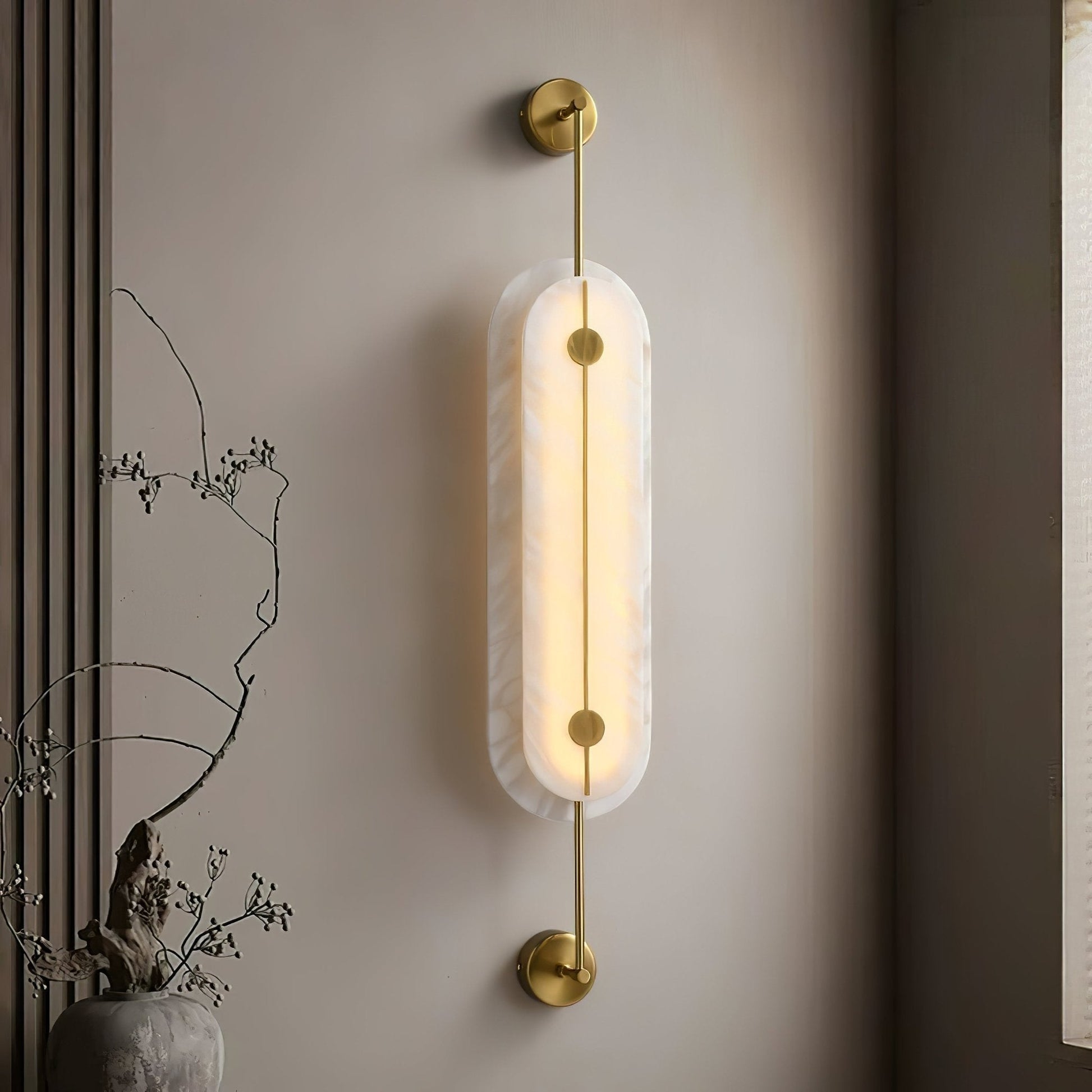 Solvane Alabaster Wall Light - Dia 18cm x H 80cm Metal, Hardwired Wall Sconce, detail 3