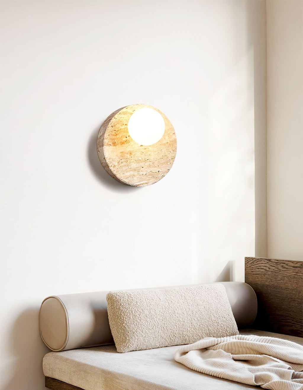 Sorella Travertine Wall Light, Hardwired Wall Sconce, detail 3