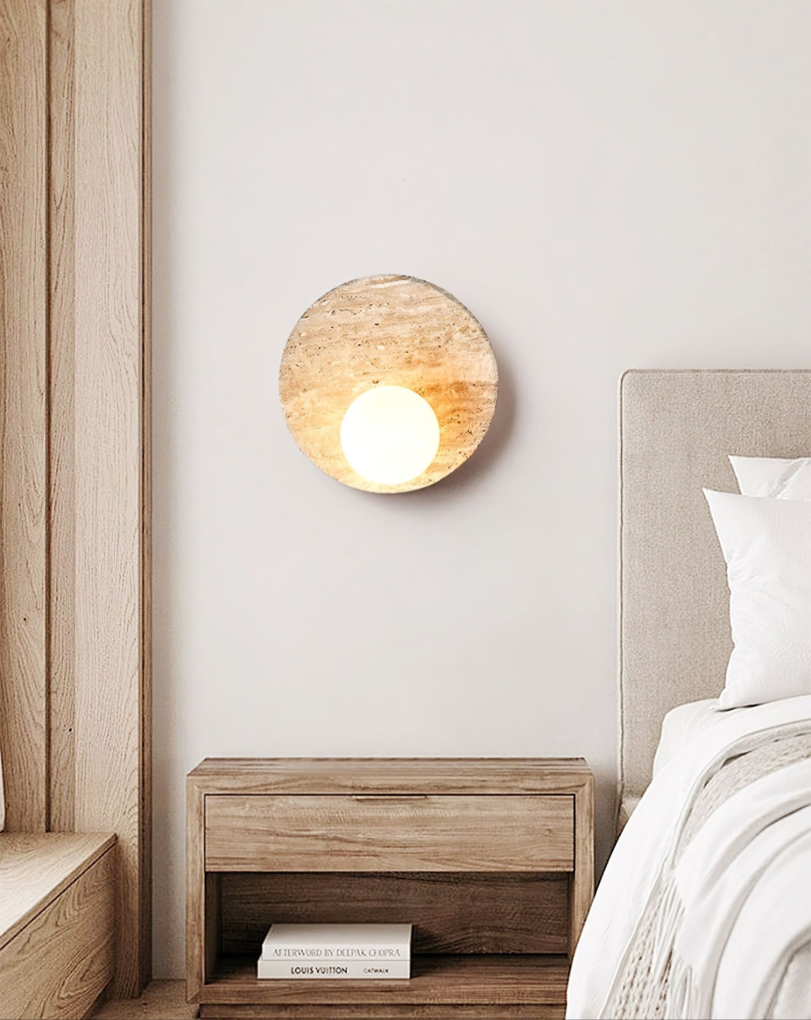 Sorella Travertine Wall Light, Hardwired Wall Sconce, detail 5