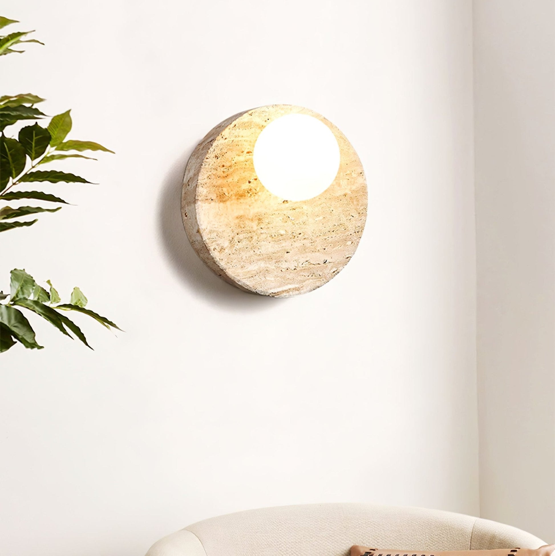 Sorella Travertine Wall Light, Hardwired Wall Sconce, detail 2