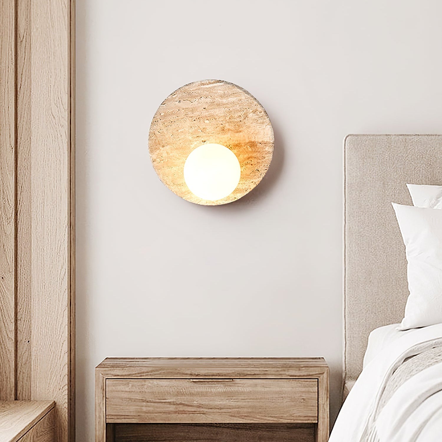 Sorella Travertine Wall Light, Hardwired Wall Sconce, detail 8