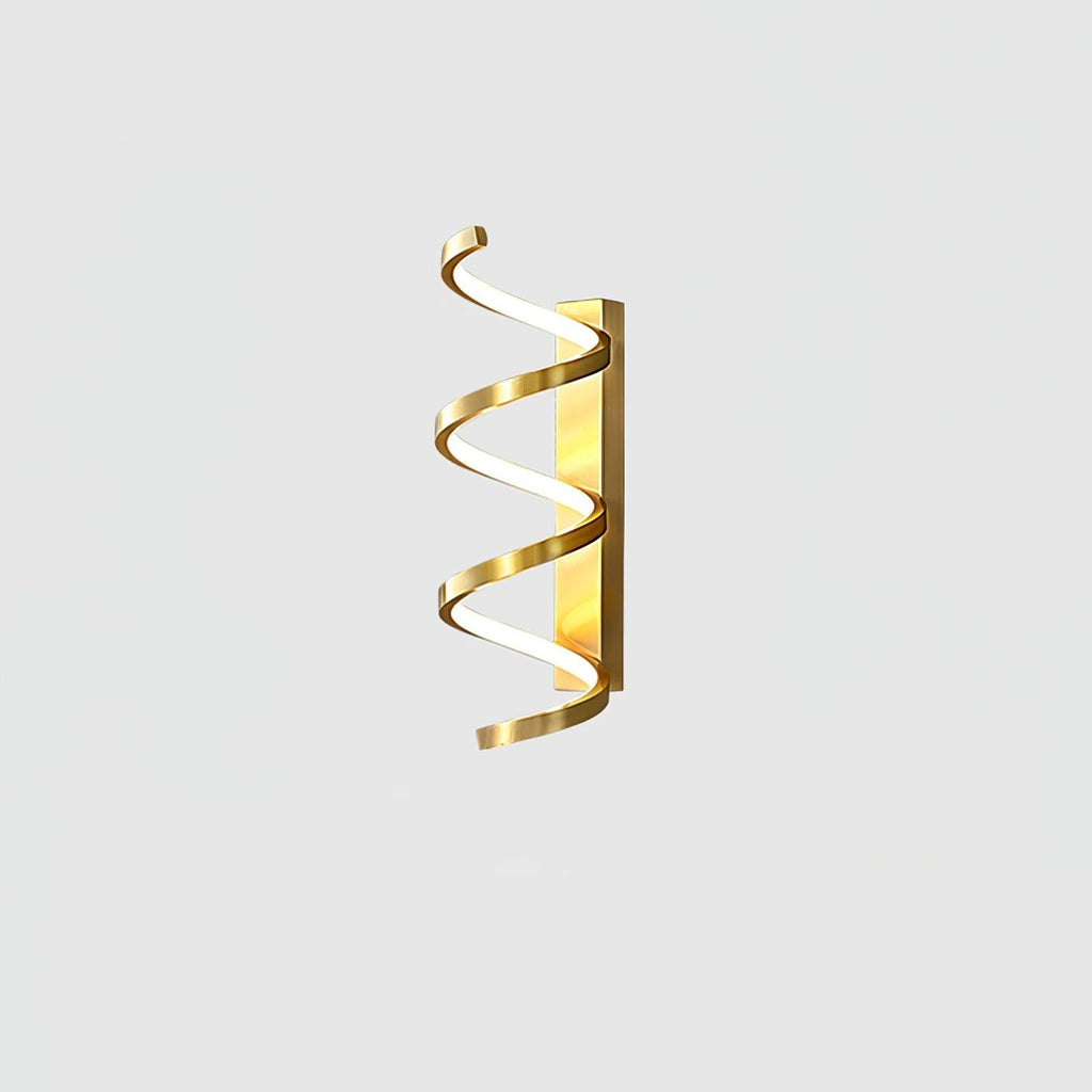 Spiral Wall Light, Hardwired Wall Sconce, Brass, Dia 14cm x H 42cm