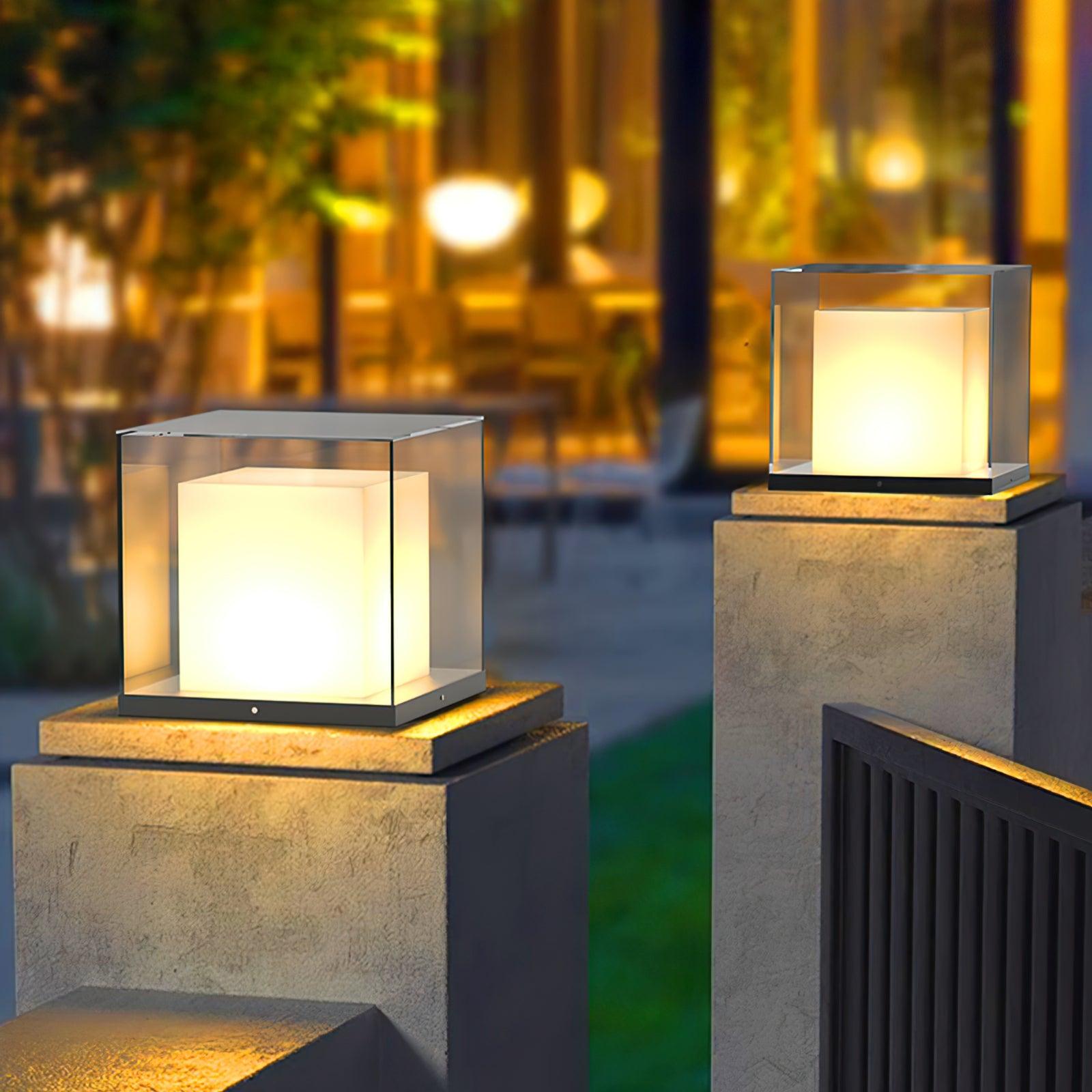 Square Box Exterior Post Light, Outdoor Wall Light, detail 2