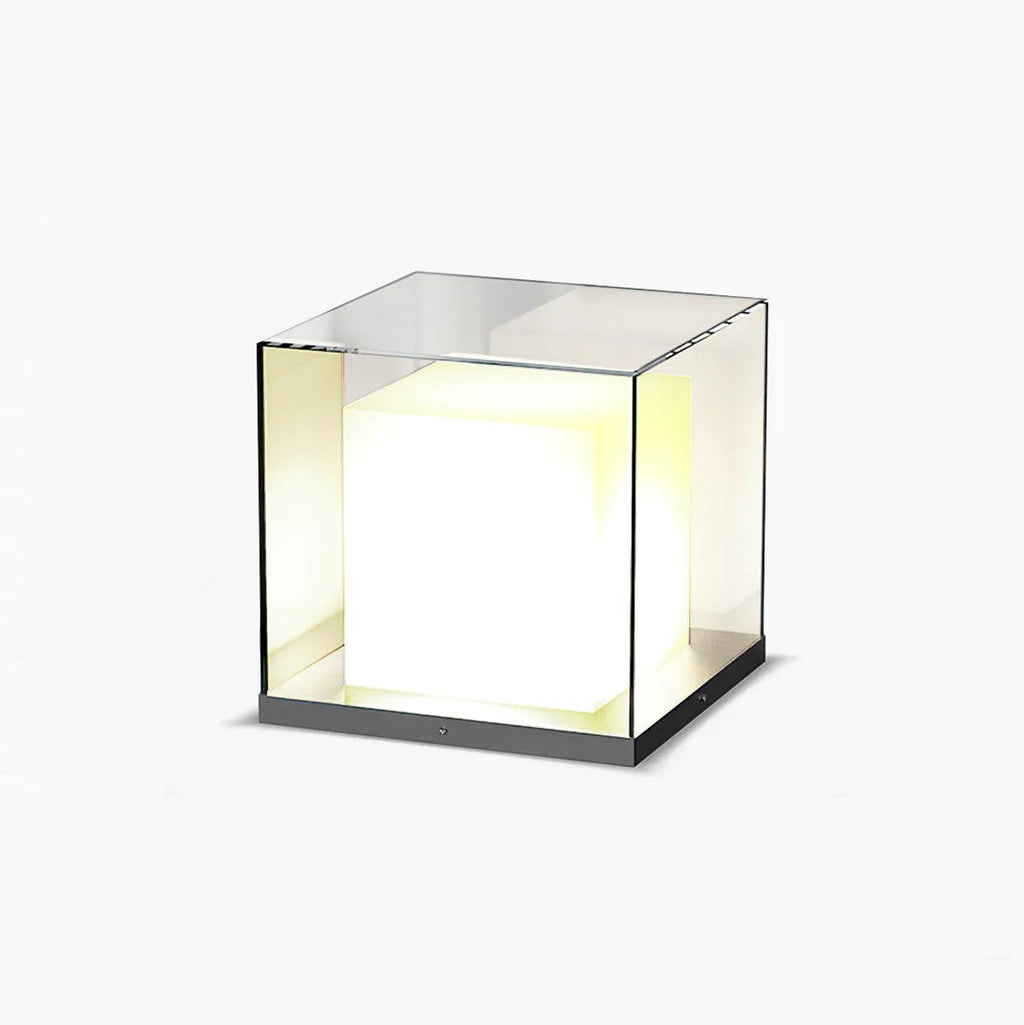 Square Box Exterior Post Light, Outdoor Wall Light, Stainless steel, ∅ 15.7″ x H 15.7″