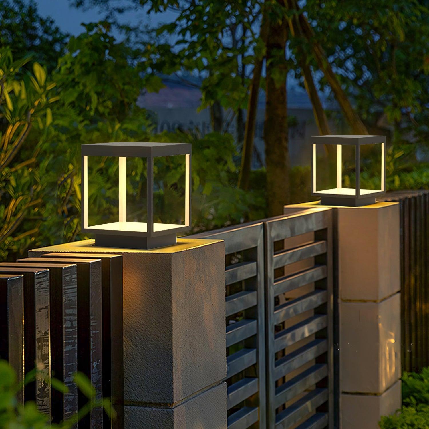 Stainless Steel Square Frame Fence Post Garden Light, Outdoor Wall Light, detail 3