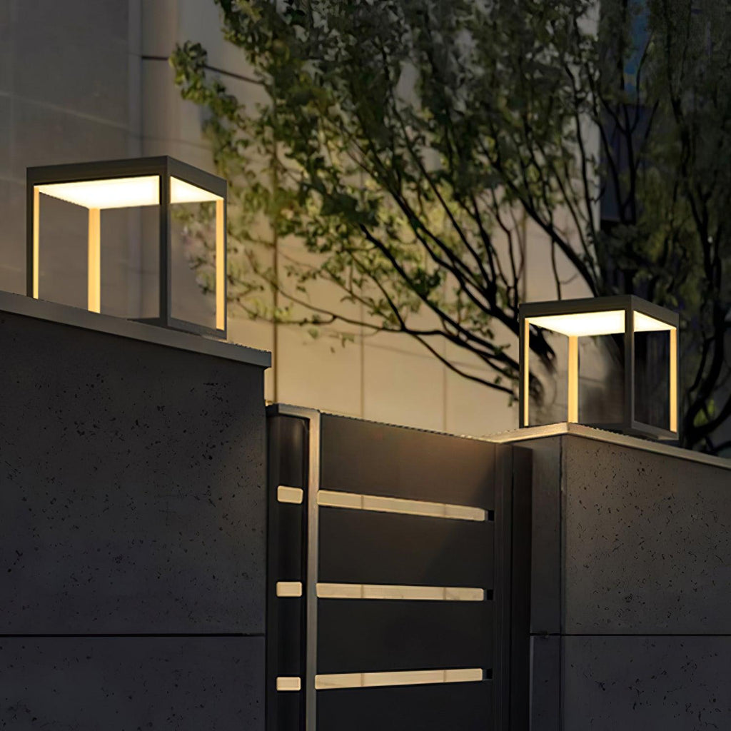 Stainless Steel Square Frame Fence Post Garden Light, Outdoor Wall Light, detail 4