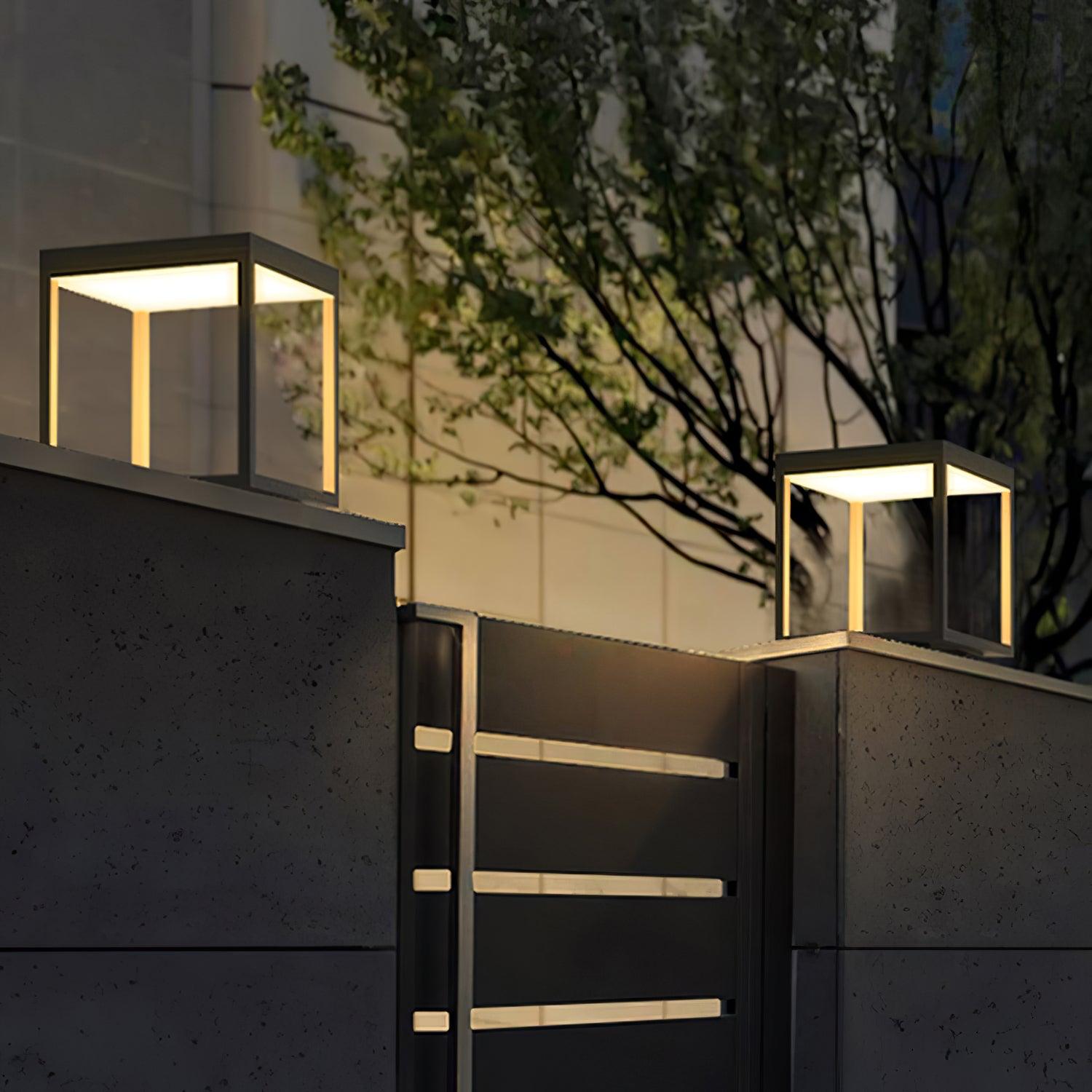 Stainless Steel Square Frame Fence Post Garden Light, Outdoor Wall Light, detail 4
