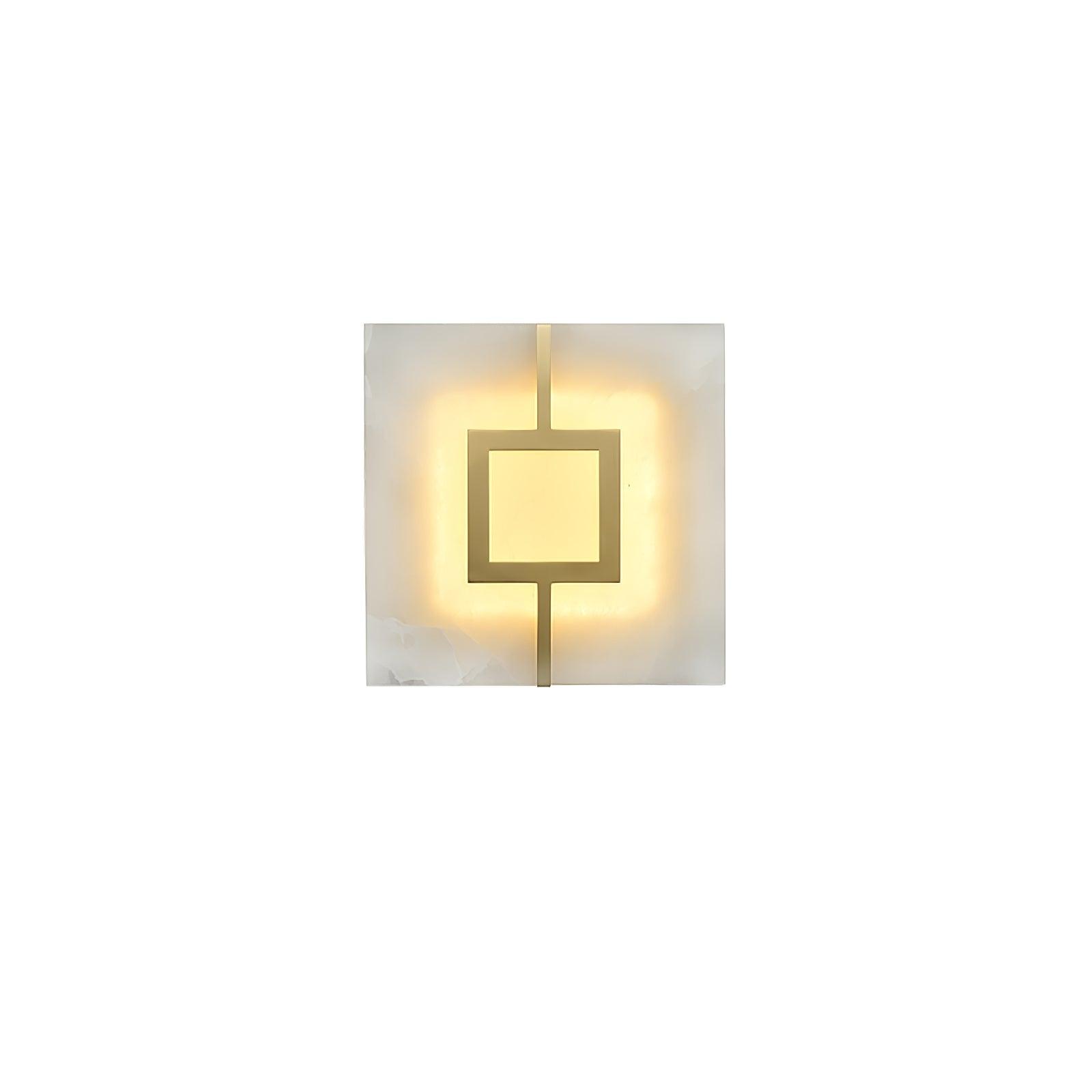 Square Marble Wall Light, Bedroom Wall Sconce, Brass, W 20cm x H 20cm