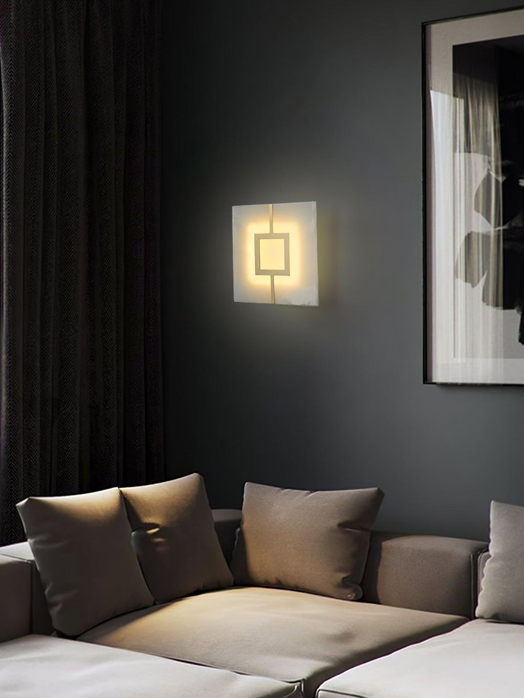 Square Marble Wall Light, Bedroom Wall Sconce, detail 7