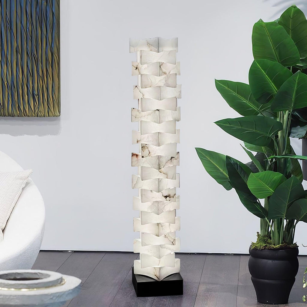 Stacked Alabaster Floor Light, Floor Lamp, detail 9