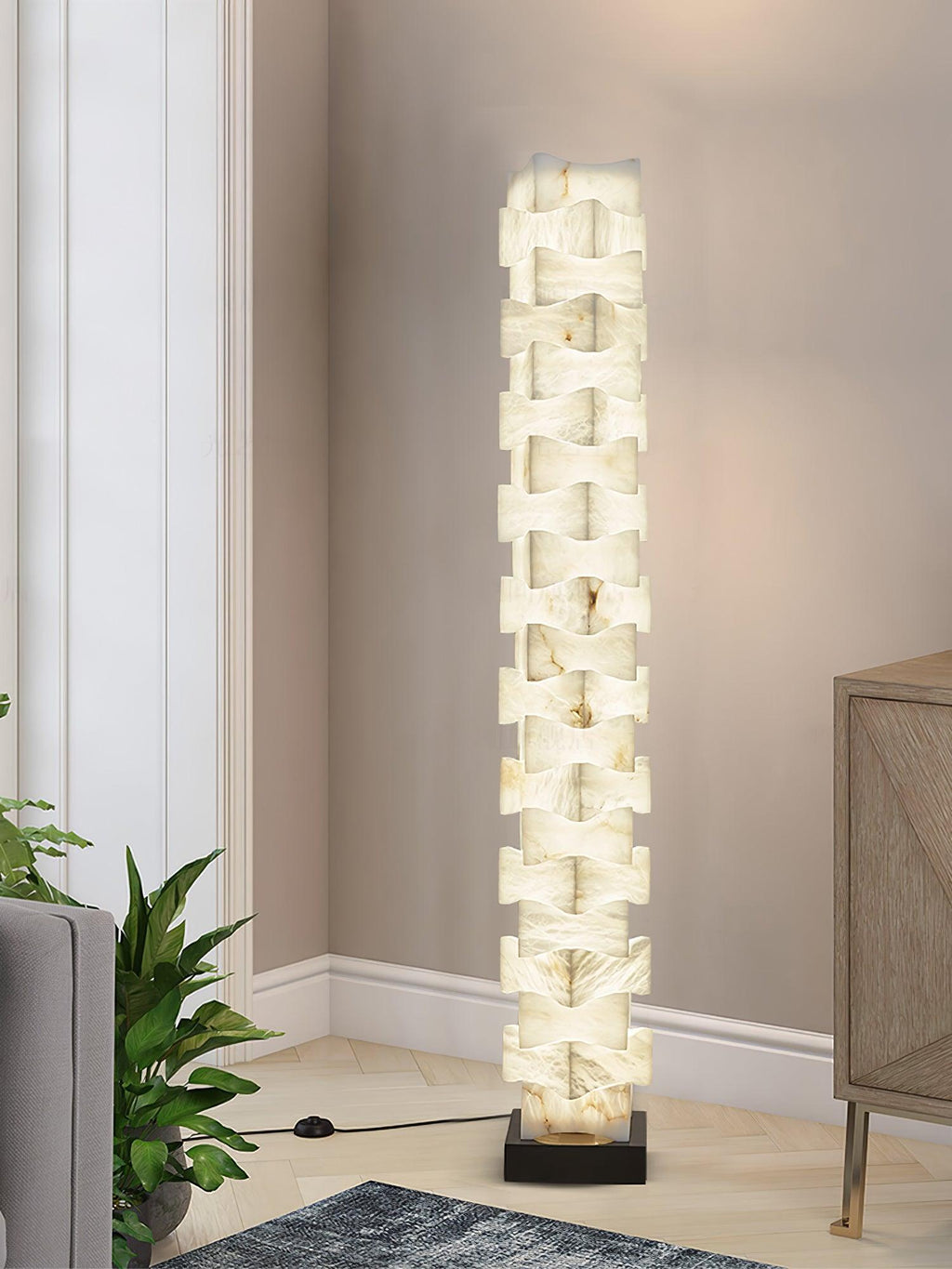 Stacked Alabaster Floor Light, Floor Lamp, detail 11