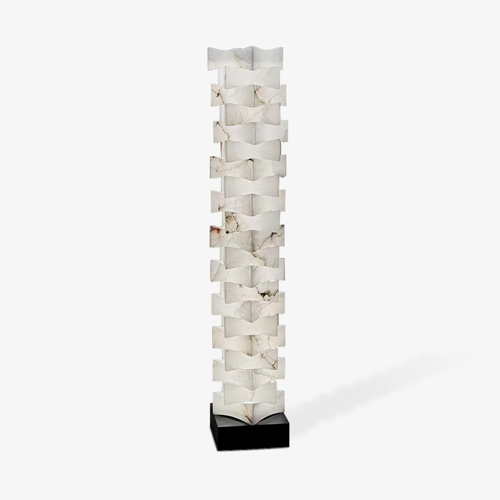 Stacked Alabaster Squares Floor Light, Floor Lamp, Metal, L 11″ x W 7.1″ x H 63″
