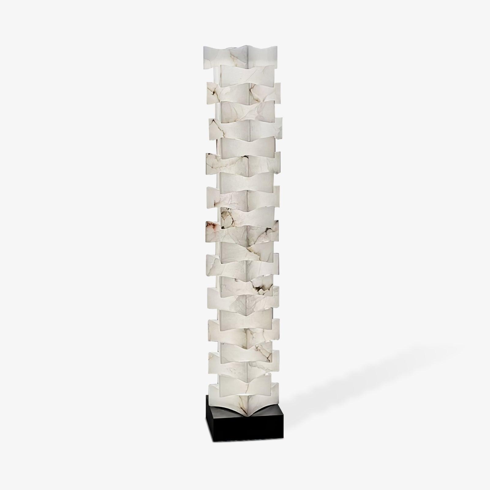 Stacked Alabaster Squares Floor Light, Floor Lamp, Metal, L 11″ x W 7.1″ x H 63″
