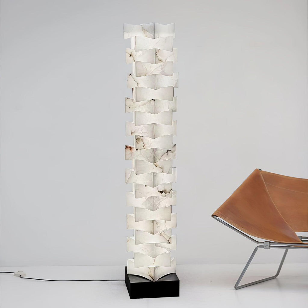 Stacked Alabaster Squares Floor Light, Floor Lamp, detail 3