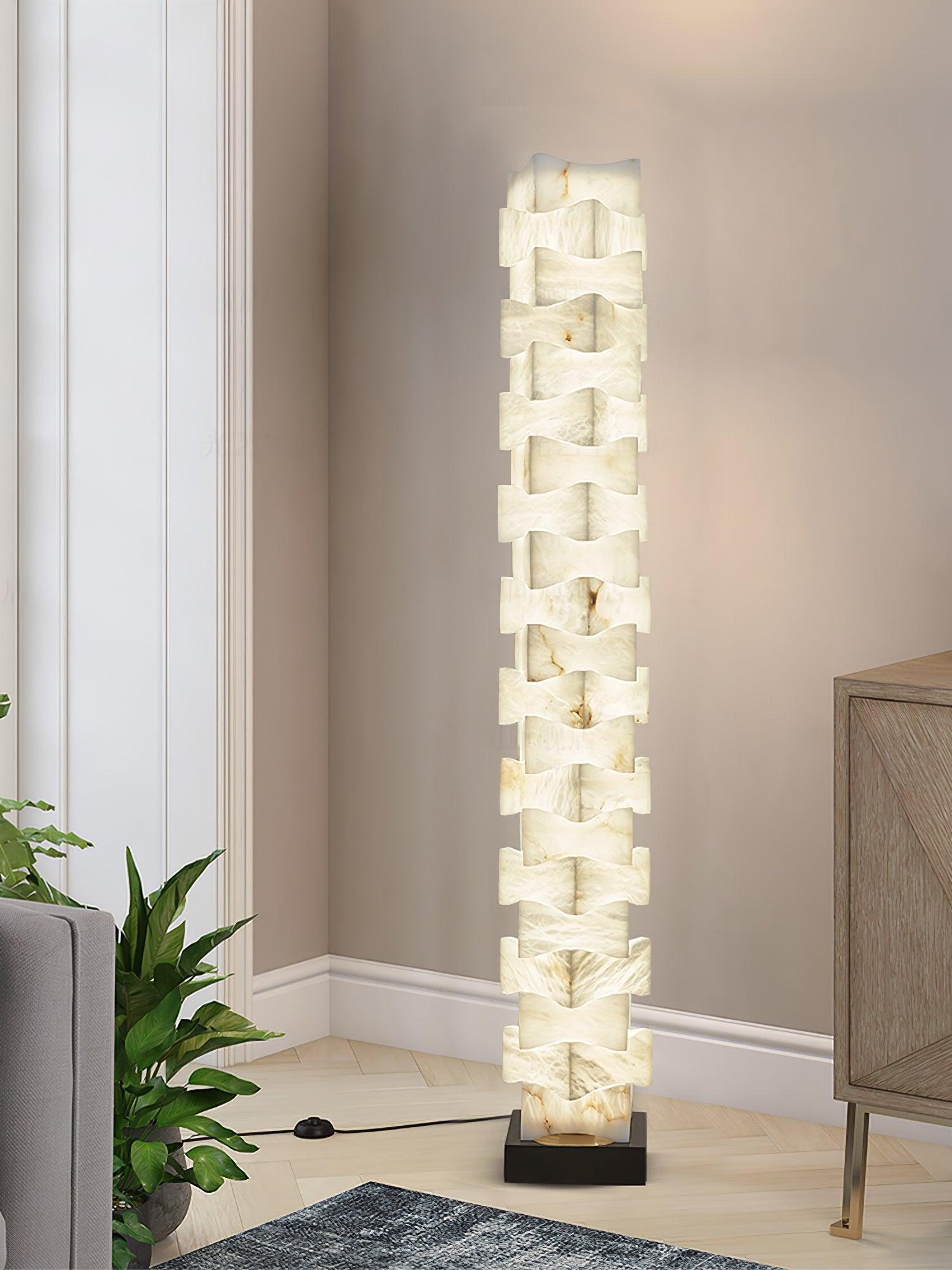 Stacked Alabaster Squares Floor Light, Floor Lamp, detail 5