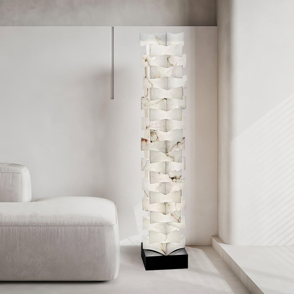 Stacked Alabaster Squares Floor Light, Floor Lamp, detail 4