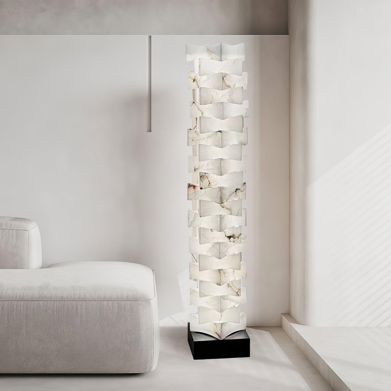 Stacked Alabaster Squares Floor Light, Floor Lamp, detail 4