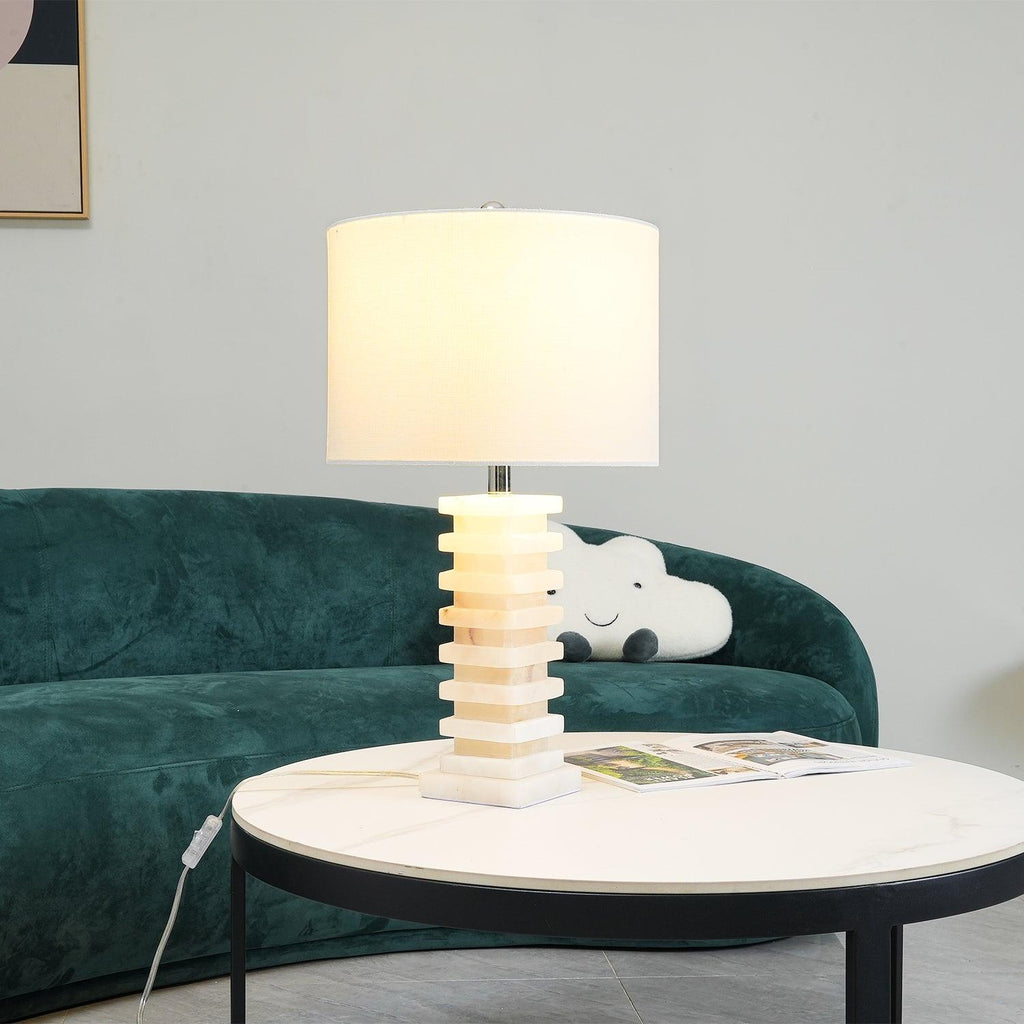 Stacked Alabaster Table Light, Bedside Table Lamp, detail 2
