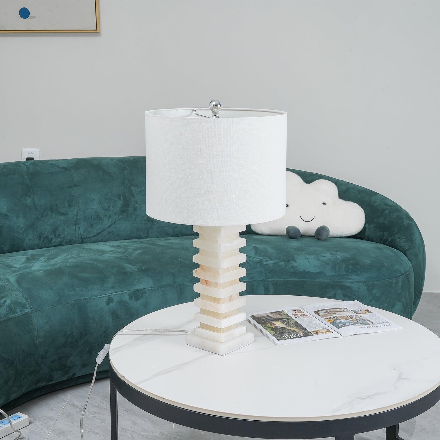 Stacked Alabaster Table Light, Bedside Table Lamp, detail 7
