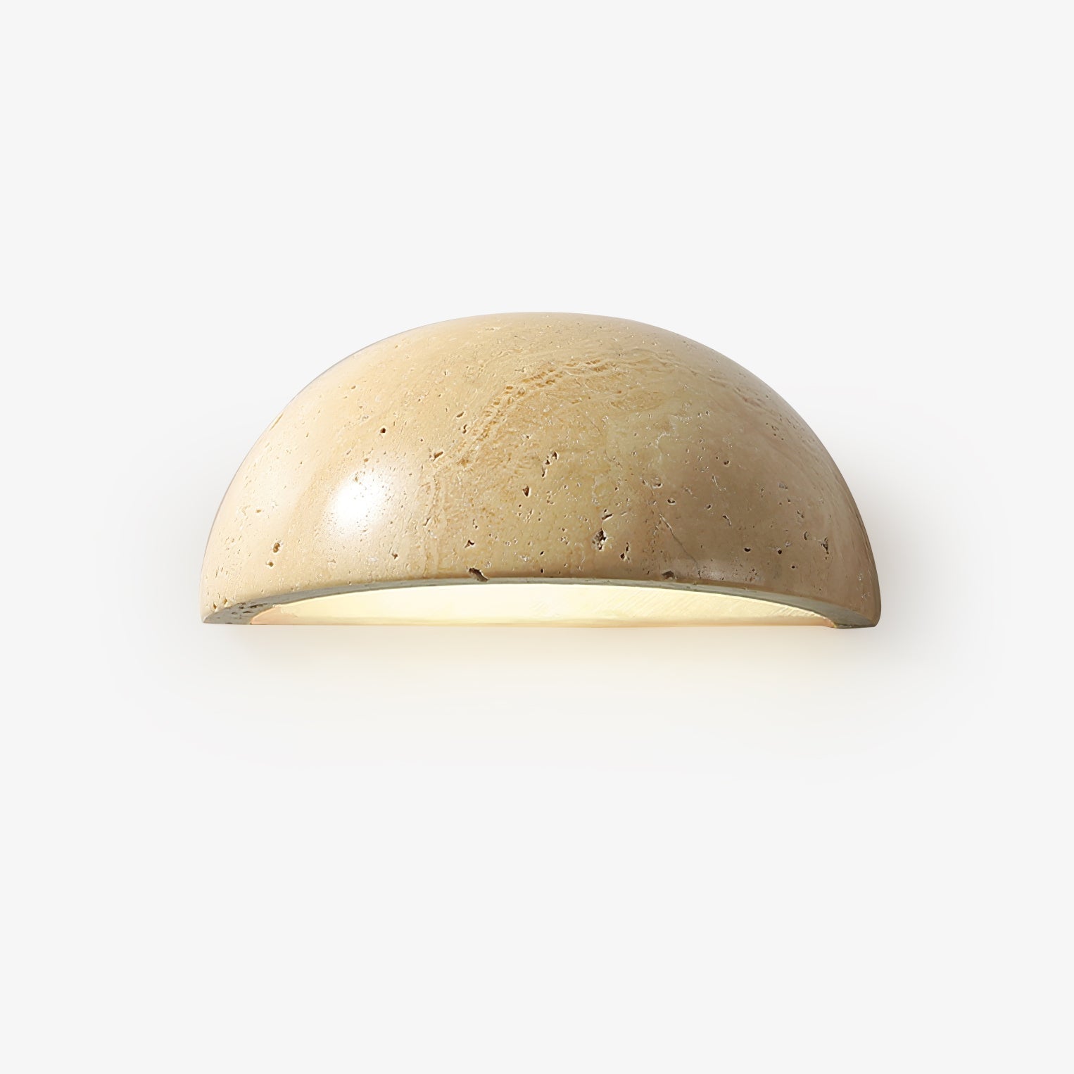 Stone Dusk Wall Light, Hardwired Wall Sconce, Travertine, Dia 15cm x H 7cm