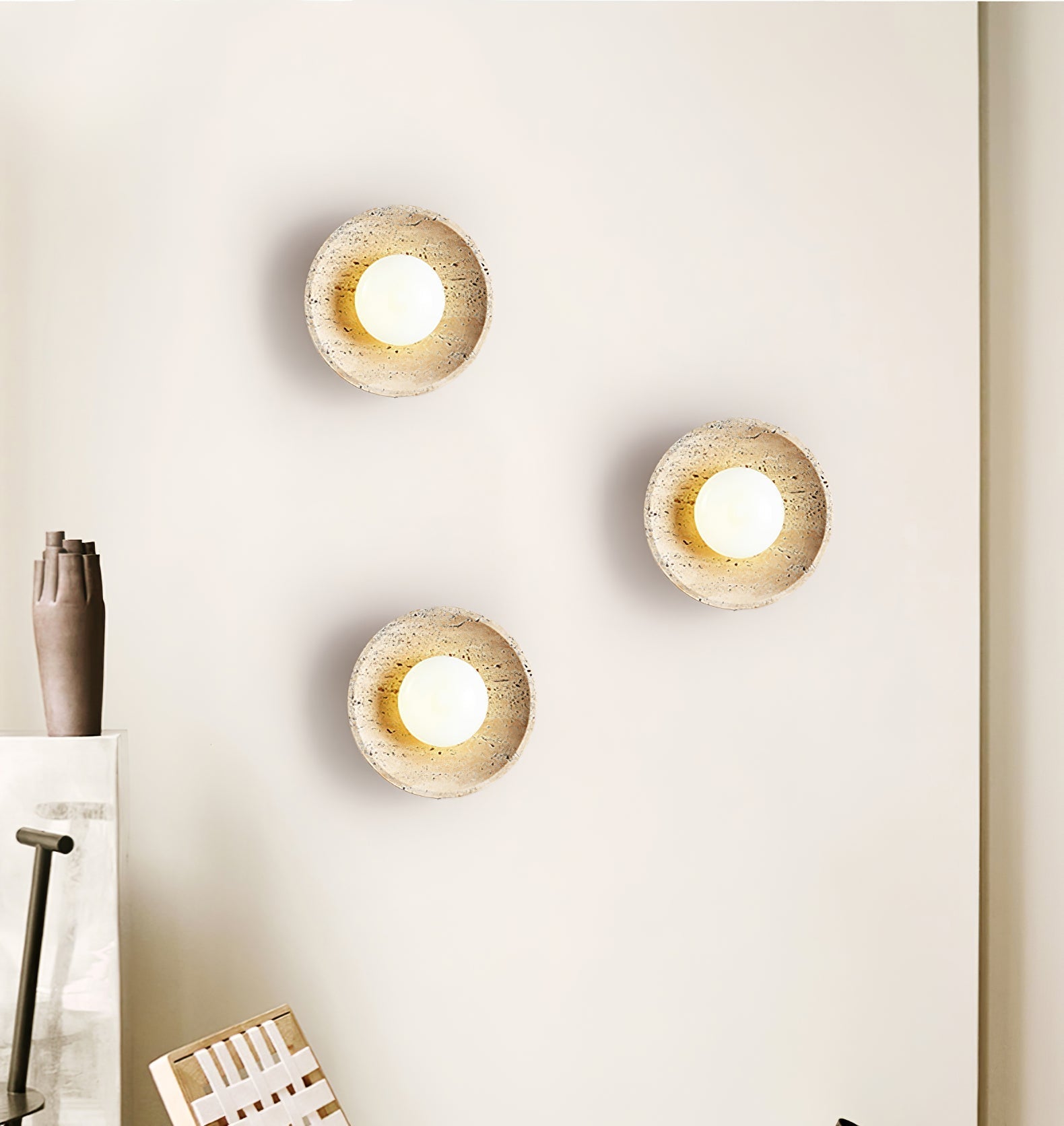 Stone Lunar Eclipse Wall Light, Plug-In Wall Sconce, detail 2