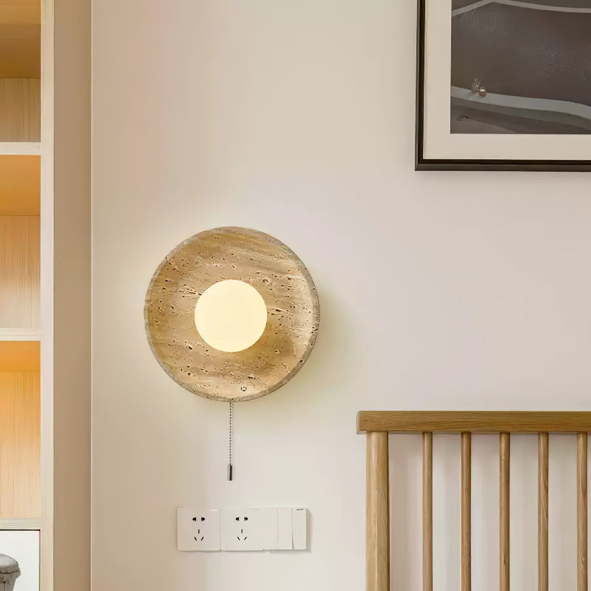 Stone Lunar Eclipse Wall Light, Plug-In Wall Sconce, detail 13