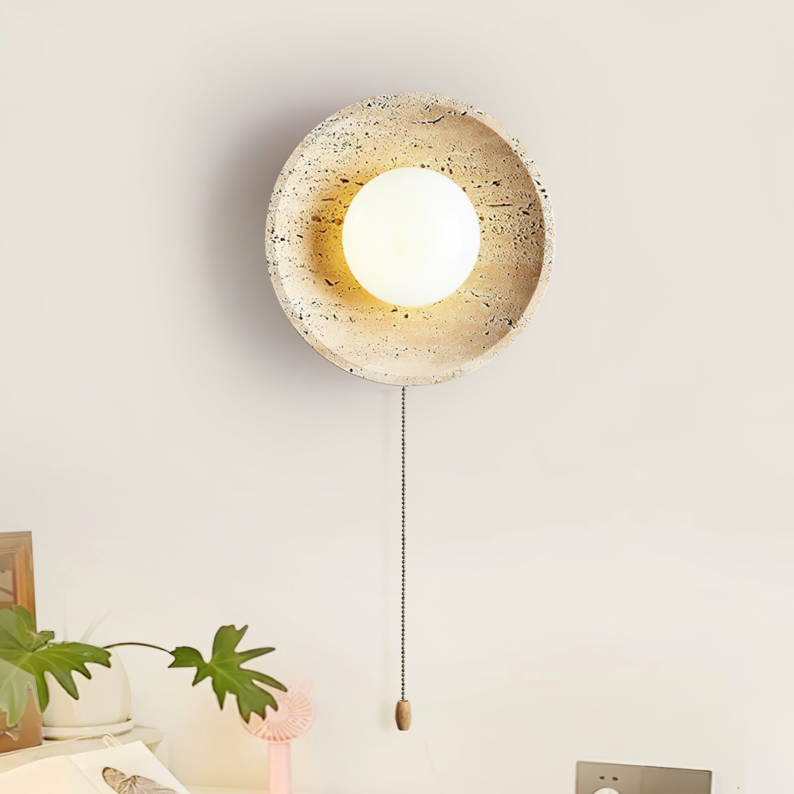 Stone Lunar Eclipse Wall Light, Plug-In Wall Sconce, detail 3