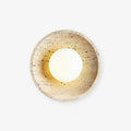 Stone Lunar Eclipse Wall Light, Plug-In Wall Sconce, Travertine, Dia 25cm x H 25cm