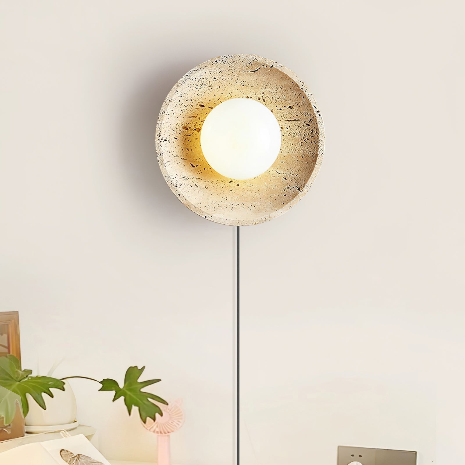 Stone Eclipse Plug-In Wall Light, Plug-In Wall Sconce, detail 13