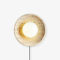 Stone Eclipse Plug-In Wall Light, Plug-In Wall Sconce, Travertine, Dia 25cm x H 25cm