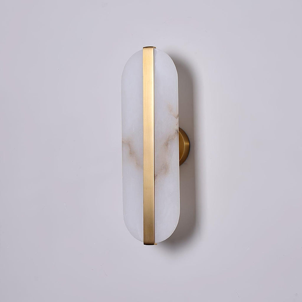 Stone Wall Alabaster LED Wall Light, Hardwired Wall Sconce, Brass, Dia 13cm x H 40cm