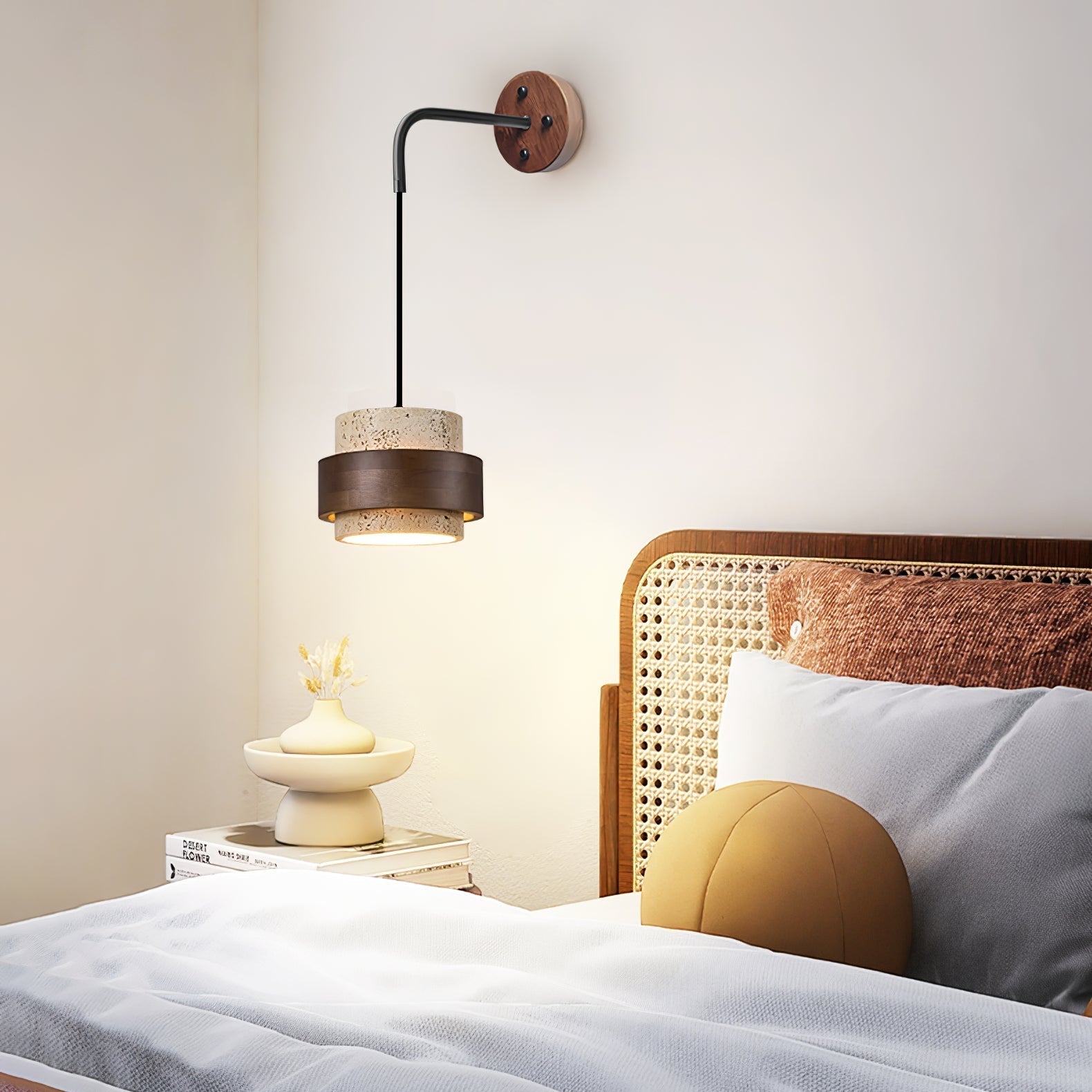 Stonova Travertine Wall Light, Hardwired Wall Sconce, detail 5